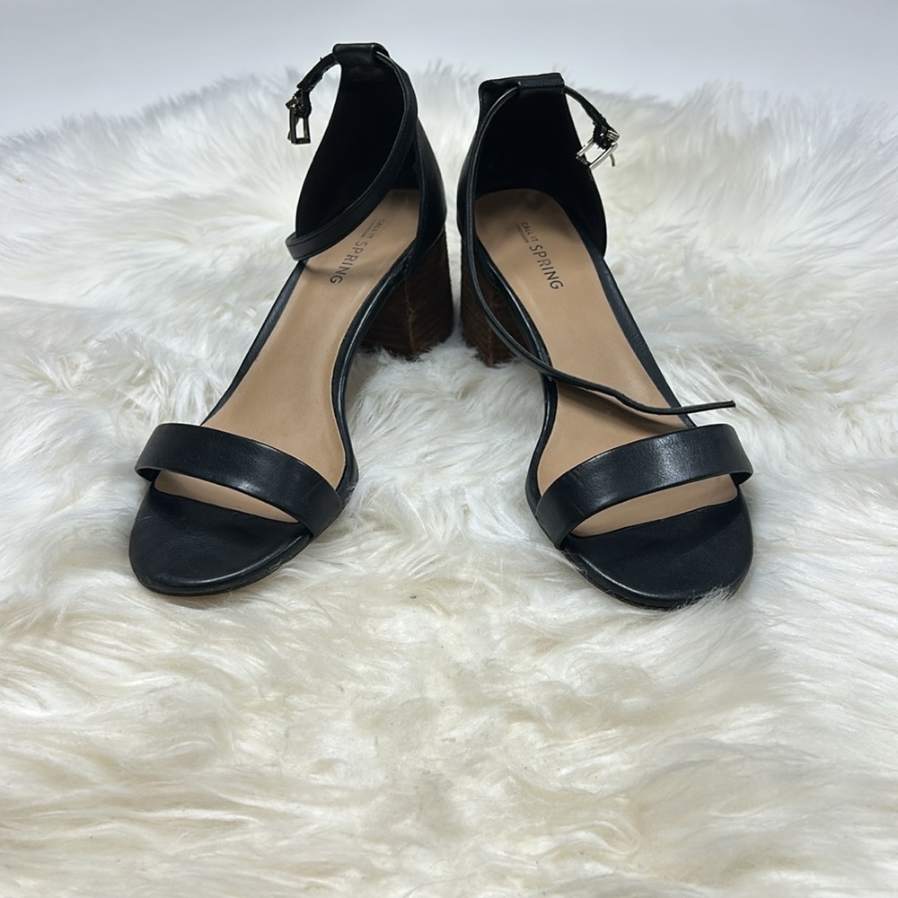 Call it Spring Black Open Toe Heels Size 8 - Picture 5 of 5